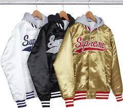 Supreme Hooded Satin Varsity Jacket Varsity Jacket Mens Outdoor Jackets Varsity Jacket Men