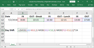I am trying to work out a formula to calculate day and night hours with the following rules: Calculate Hours Worked Day Or Night Shift Breaks In Excel Teachexcel Com