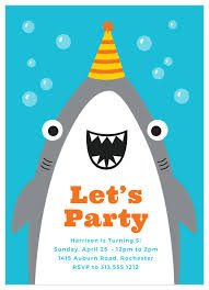 Shark Children S Birthday Invitations Match Your Color Style Free