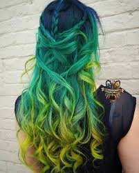 20 Gorgeous Mermaid Hair Ideas From Vibrant To Pastel Green Hair Ombre Blue Ombre Hair Funky Hair Colors