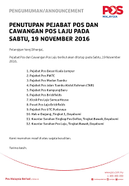 Anda perlu membeli dan mendapatkan sampul pos laju terlebih dahulu di pejabat pos laju. Pos Malaysia Berhad On Twitter Pengumuman Penutupan Operasi Pejabat Pos Dan Cawangan Pos Laju Pada 19 November 2016