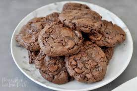 Keto Flourless Chewy Double Chocolate Chip Cookies Peace Love And Low Carb Recipe Recipes Low Carb Desserts Cookies Recipes Chocolate Chip