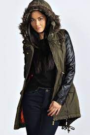 Alia Pu Sleeve Parka At Boohoo Com Stylish Outerwear Parka Jacket Women Fashion