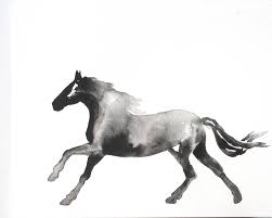 Black And White Horse Painting Horse Silhouette Painting Abstract Horse Wall Art Black And Etsy Horse Painting White Horse Painting Horse Silhouette