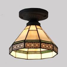 Stained glass pattern floral octagon box. Geometric Pattern 8 Inch Mini Semi Flush Mount Ceiling Light In Stained Glass Style Homelava Com