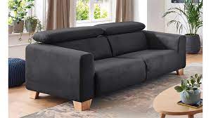2 5 Sitzer Flora Sofa In Stoff Grau Inkl Kopfteilverstellung Mobel Fur Kleine Wohnungen Sofa Grauer Stoff