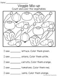 Coloring fruits and vegetables worksheets pdf. Fruit And Vegetable Themed Worksheets Cut Paste Count Color And More
