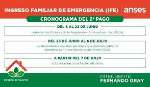 A continuación revisa las fechas de pago del beneficio Segundo Pago Del Ingreso Familiar De Emergencia Ife Esteban Echeverria