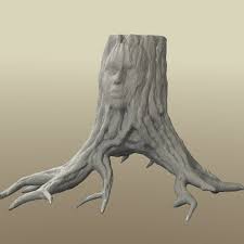 3d Human Face Relief Tree Stump Model Tree Sculpture Willow Tree Art Tree Bark Texture