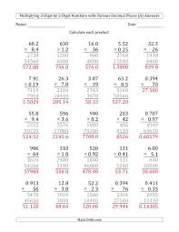 The Multiplying 3 Digit By 2 Digit Numbers With Various Decimal Places A Math Worksheet Page 2 In 2020 Decimal Multiplication Multiplying Decimals Decimals