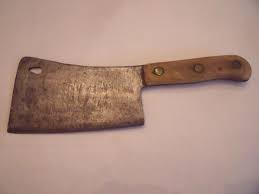 Meat cleavers have very thick blades; Antique Simco Meat Cleaver 13 Solid Steel Walnut Handle Butcher Knife On Popscreen