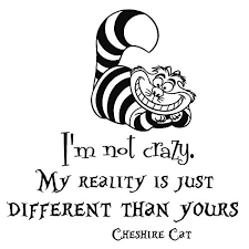 My reality is just different than yours. Wall Decals Quotes Alice In Wonderland I M Not Crazy My Reality Is Just Different Than Yours Cheshire Cat Sayings Quote Smile Cat Kids Boys Girls Nursery Baby Room Wall Vinyl