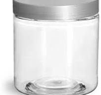 8 oz Clear PET Straight Sided Jars w/ Silver Smooth Lined Caps