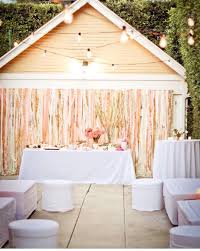 Shiny Streamers To Cover A Garage Door Backyard Birthday Backyard Wedding Wedding Reception Backdrop