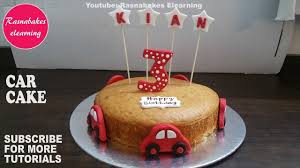 Birthday Cake For Kids Boys Cartoon Car Cake Decoration For Kids 3rd Birthday Party On Vanilla Sponge Design In 2020 Easy Kids Birthday Cakes Birthday Cake Kids 3rd Birthday Cakes
