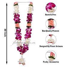 White Purple Orchid Garland With Pink Rose Petals Specification Purple Orchids Rose Petals Orchids