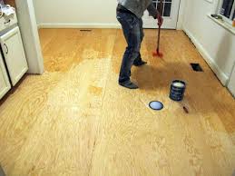 Painted Plywood Floors Paint Job I Did On The Vinyl Floor We Decided To Try Out Using Plywood Plywood Flooring Painted Plywood Floors Finished Plywood