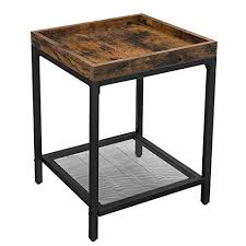 Vasagle Indestic Side Table Small Sofa Table End Table Nightstand With Mesh Shelf Tray For Living Room Simp In 2020 End Tables With Storage Small Sofa Tray Table