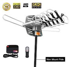 Tv Antenna Sobetter Amplified Outdoor 150 Mile Range Digital Tv Antenna With Uhf Vhf Fm 360 Rotation Hi Long Range Tv Antenna Outdoor Tv Antenna Tv Antenna