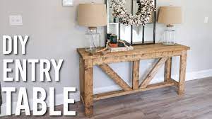 I have been wanting a little table for beside my front door and the other day as i was painting a cupboard door on a little work table my husband built me it occurred to me that i could use it! Diy Farmhouse Style Entry Table Youtube