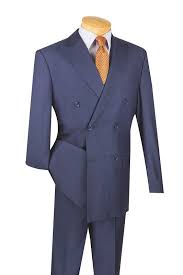Men S Blue Double Breasted Suit Pleated Pants Wool Feel Vinci Dc900 1