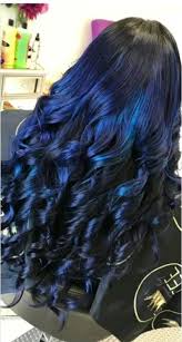 Blue Ombre Hair With Dark Black Roots Stylist Colorist Crowned By Cee Hair Carina Hair 1b 613 Dar Dark Blue Hair Blue Ombre Hair Light Hair Color