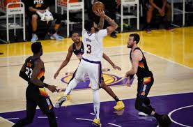 Los angeles lakers forward lebron james (23) and forward anthony davis (3) react to a play while on the bench in the second half of the game against the golden state warriors at staples center. Los Angeles Lakers 3 Lessons In An Ad Led Shocker Over Phoenix