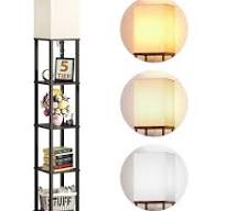 addlon Floor Lamp with Shelves, 5-Tier Modern Shelf Floor Lamp with 3CCT LED Bulb, Display Lamp for Living Room, Bedroom and Office - Black