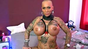 German Tattoo MILF Kitty Core with Bald Head and Biggest Tits at Private  Fuck