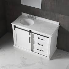 Enjoy free shipping on most stuff, even big stuff. Ove Decors Santa Fe 48 W X 22 D White Vanity And Carrera Marble Vanity Top With Left Offset Oval Undermount Bowl At Menards