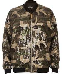 River Island Khaki Sequin Camo Bomber Jacket 130 River Island Lookastic