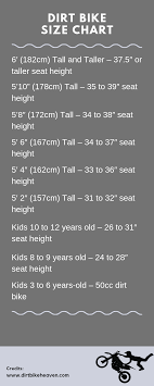 Dirt Bike Size Chart If You Want A Comfortable Riding