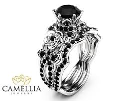 Gothic Engagement Rings I Want It Black Black Diamond Engagement Ring Set Black Diamond Ring Engagement White Gold Black Diamond Ring