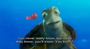 You Never Really Know But When They Know You Ll Know You Know Finding Nemo Nemo Quotes Turtle Quotes Finding Nemo Quotes