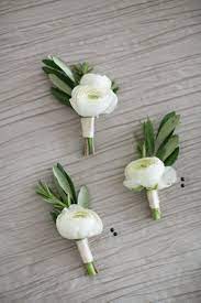 Galleria Marchetti Chicago Wedding White Ranunculus Olive Boutonniere Boutonniere Wedding Wedding Flowers Wedding Bouquets