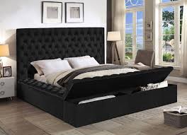 Meridian Bliss Black Velvet Tufted Full Size Bed W Storage Simple Bedroom Master Bedrooms Decor Bedroom Sets