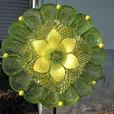 Glas Gartenkunst Teller Blume Hof Kunst Gartenkunst Garten Ornament Upcycled Umfunktioniert Outdoor Dekor Blume Geburtstag Gartengeschenk Hof Kunst Gartenkunst Gartenschmuck