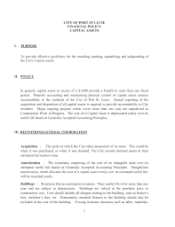 Anything involving money passes through the finance department. Capital Assets Policy Finance Department