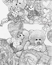 Pin de susan mihalko em valentine s day coloring pages. Valentine 3 Balloons And Teddy Bears Adult Coloring Pages Etsy