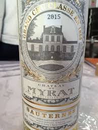 Vignoble familial de 22ha de vignes situé à barsac, appartenant à la famille de pontac. Chateau De Myrat 2015 Sauternes 2nd Cru Classe Vertdevin