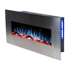 Freestanding electric fireplace in simply brown. 50 Inch Brushed Steel Wall Mounted Led Electric Fire Homegenies