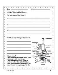 These Student Worksheets Accompany The Grade 8 Science Curriculum Unit On Cells The Expectations Are In Line With Th Cell Theory Science Curriculum Worksheets