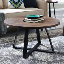 30 Walnut Brown Metal Wrap Round Coffee Table Coffee Table Round Coffee Table Stylish Coffee Table