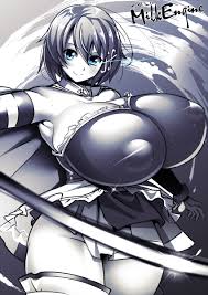 kyosuke fujiwara, kitamura eri, miki sayaka, miki sayaka (magical girl),  mahou shoujo madoka magica, mahou shoujo madoka magica (anime), highres,  1girl, bare shoulders, blue eyes, breasts, curvy, fortissimo, gigantic  breasts, hair ornament, huge breasts ...