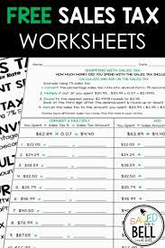 Free Sales Tax Worksheets Teaching Money Real Life Math Middle School Math