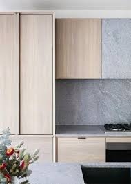 In this san francisco kitchen, natural wood cabinets pop against the crisp walls, dressed in benjamin moore's simply white. Kitchen Design Natural Wood Cabinets With Gray Stone Soft Neutrals Contemporary Wooden Kitchen Wooden Kitchen Cabinets Kitchen Design Color