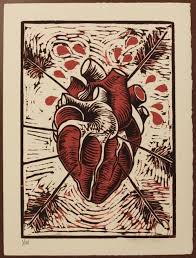 Two Color Reduction Woodcut Printmaking Wood Block And Etching Heart Art Anatomical Heart Art Anatomy Art