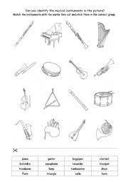 Music and instruments preschool and kindergarten crafts, activities. English Worksheets Musical Instruments
