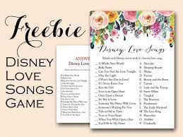 Free Disney Love Song Bridal Shower Game Bridal Shower Ideas Themes Disney Love Songs Printable Bridal Shower Games Bridal Shower Games