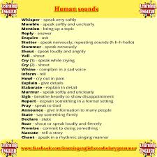 List Of Human Sounds Vocabulary Learning English Learn English English Words English